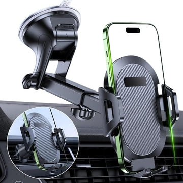 Premium Car Phone Holder, Long Arm Phone Holder Car for Dashboard Windshield Air VentăHeat-Resistant Strong Suction CupăCar Mobile Holder Compatible with All Smartphones