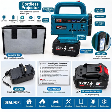 128V Cordless Power Station with 2 Lithium-Ion Batteries