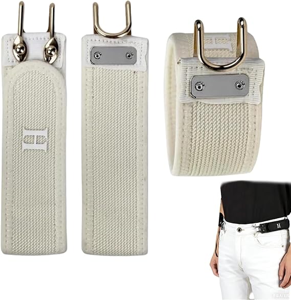 Invisible Tactical Elastic Belt – No Buckle, Metal Hook, Adjustable Fit (1 Pair)