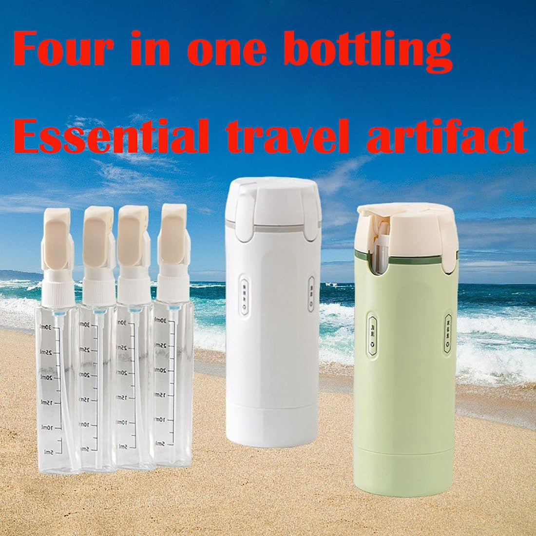 4-in-1 Travel Dispenser Bottles Set – Refillable Leak-Proof Toiletry Containers, 4x30ml