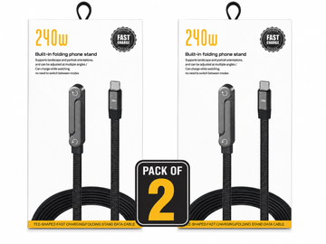 240W Ultra-Fast USB-C Charging Cable with Foldable Stand (Pack of 2)