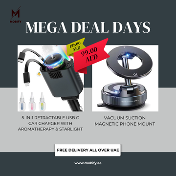 5 in 1 Mobile Car Charger with Vaccum Suction Mobile Holder